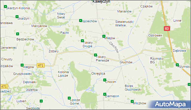 mapa Tokary Pierwsze, Tokary Pierwsze na mapie Targeo