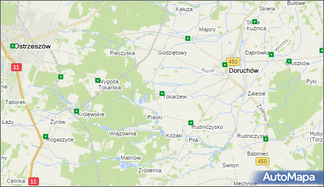 mapa Tokarzew gmina Doruchów, Tokarzew gmina Doruchów na mapie Targeo