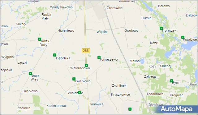 mapa Tomaszewo gmina Wierzbinek, Tomaszewo gmina Wierzbinek na mapie Targeo
