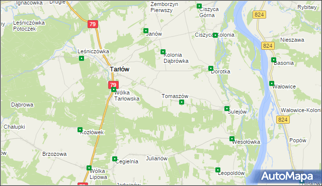 mapa Tomaszów gmina Tarłów, Tomaszów gmina Tarłów na mapie Targeo