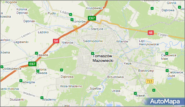 mapa Tomaszów Mazowiecki, Tomaszów Mazowiecki na mapie Targeo