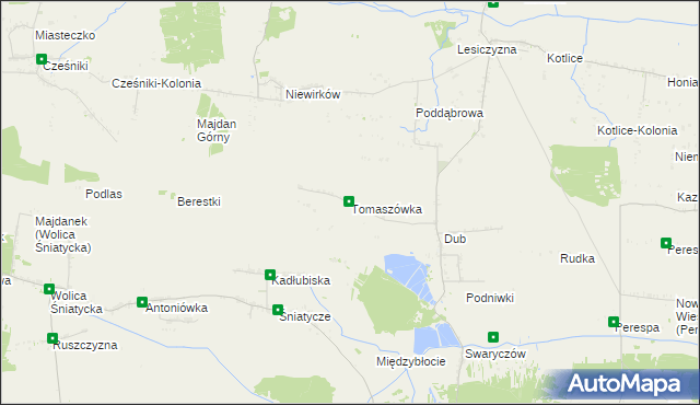 mapa Tomaszówka gmina Komarów-Osada, Tomaszówka gmina Komarów-Osada na mapie Targeo