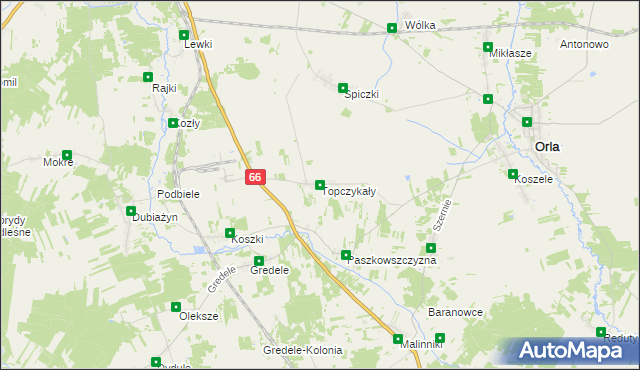 mapa Topczykały, Topczykały na mapie Targeo