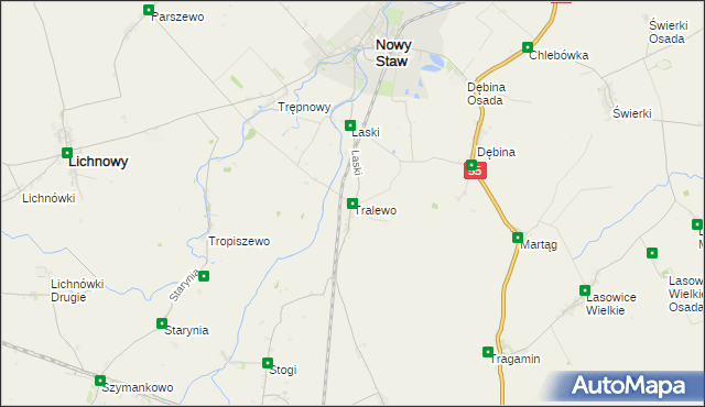 mapa Tralewo gmina Nowy Staw, Tralewo gmina Nowy Staw na mapie Targeo