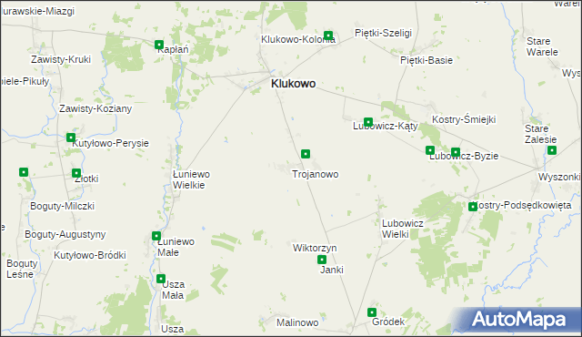 mapa Trojanowo gmina Klukowo, Trojanowo gmina Klukowo na mapie Targeo