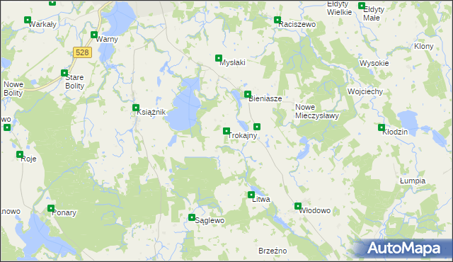 mapa Trokajny gmina Miłakowo, Trokajny gmina Miłakowo na mapie Targeo