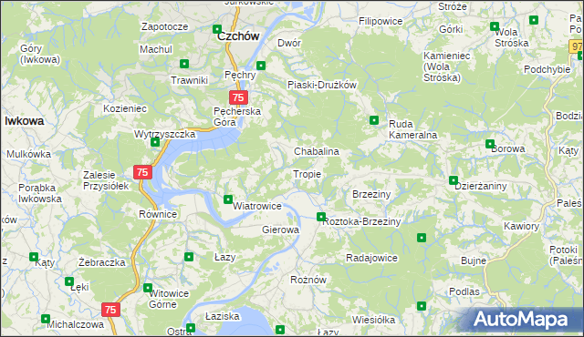 mapa Tropie gmina Gródek nad Dunajcem, Tropie gmina Gródek nad Dunajcem na mapie Targeo