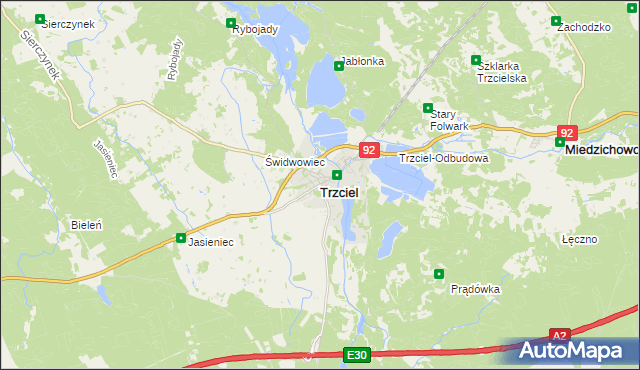 mapa Trzciel powiat międzyrzecki, Trzciel powiat międzyrzecki na mapie Targeo