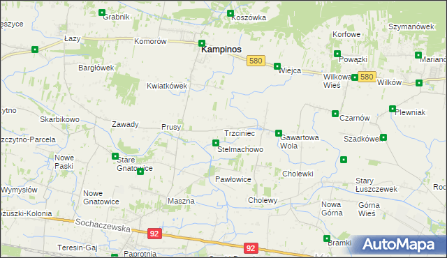 mapa Trzciniec gmina Leszno, Trzciniec gmina Leszno na mapie Targeo