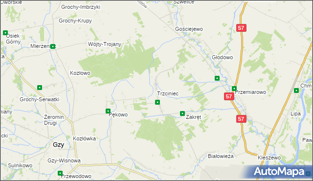 mapa Trzciniec gmina Pułtusk, Trzciniec gmina Pułtusk na mapie Targeo