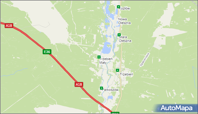 mapa Trzebień Mały, Trzebień Mały na mapie Targeo