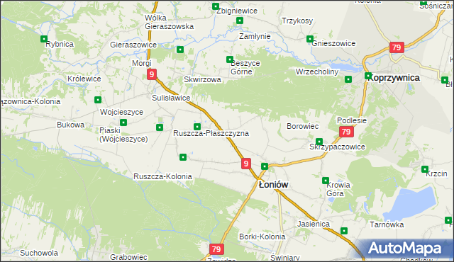 mapa Trzebiesławice, Trzebiesławice na mapie Targeo