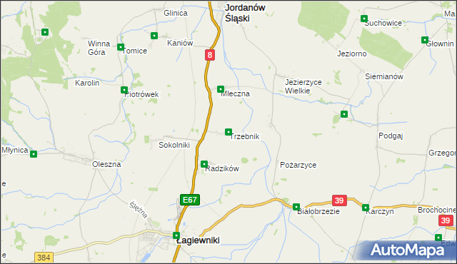 mapa Trzebnik, Trzebnik na mapie Targeo