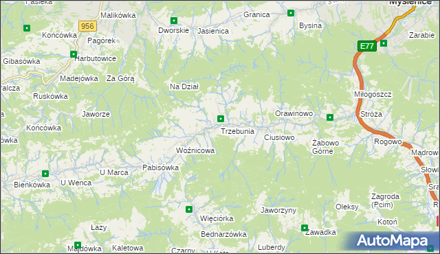 mapa Trzebunia, Trzebunia na mapie Targeo