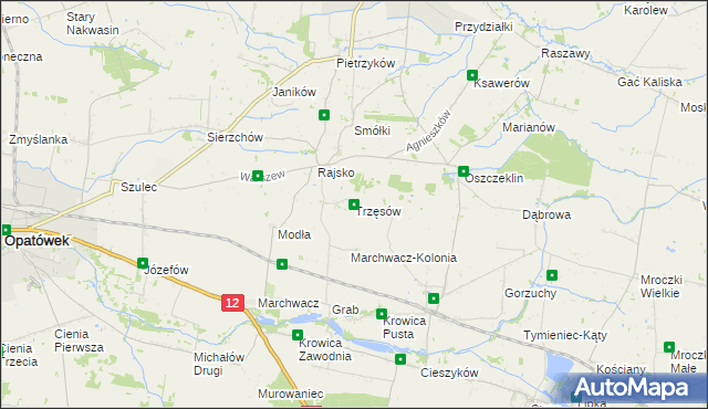 mapa Trzęsów gmina Szczytniki, Trzęsów gmina Szczytniki na mapie Targeo