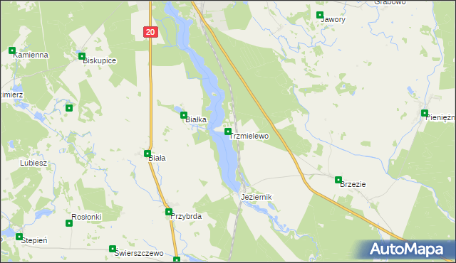 mapa Trzmielewo gmina Rzeczenica, Trzmielewo gmina Rzeczenica na mapie Targeo