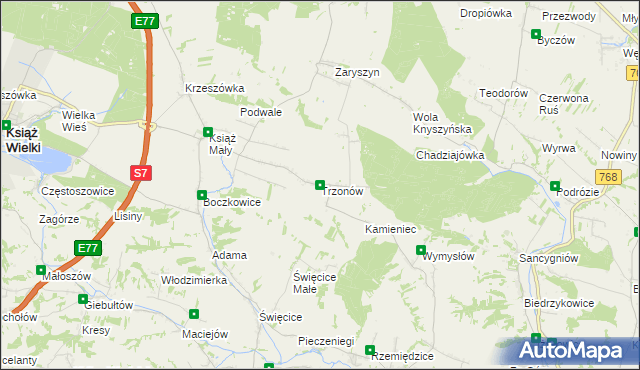 mapa Trzonów, Trzonów na mapie Targeo