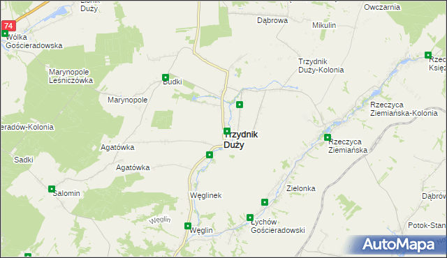 mapa Trzydnik Duży, Trzydnik Duży na mapie Targeo