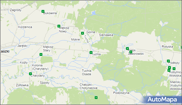 mapa Tuchla, Tuchla na mapie Targeo