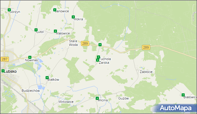 mapa Tuchola Żarska, Tuchola Żarska na mapie Targeo