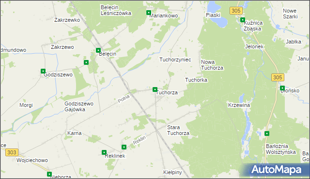 mapa Tuchorza, Tuchorza na mapie Targeo