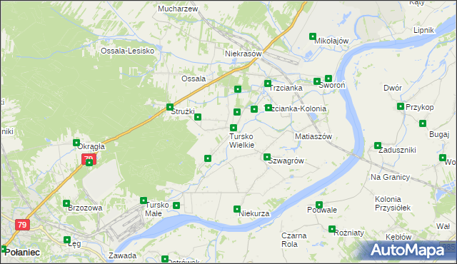 mapa Tursko Wielkie, Tursko Wielkie na mapie Targeo