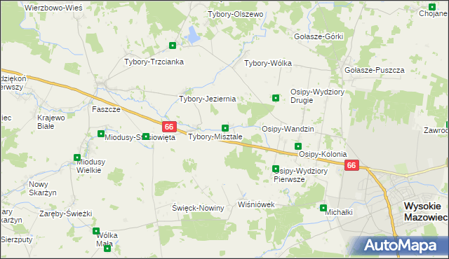 mapa Tybory-Żochy, Tybory-Żochy na mapie Targeo