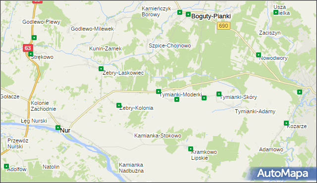 mapa Tymianki-Moderki, Tymianki-Moderki na mapie Targeo