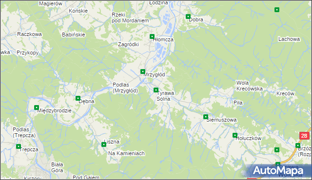 mapa Tyrawa Solna, Tyrawa Solna na mapie Targeo