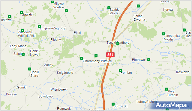 mapa Tyszki-Ciągaczki, Tyszki-Ciągaczki na mapie Targeo