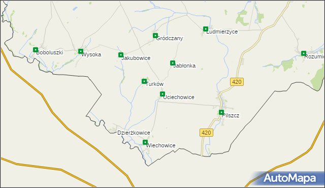 mapa Uciechowice, Uciechowice na mapie Targeo