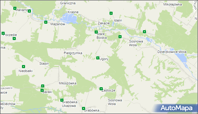 mapa Ugory gmina Józefów nad Wisłą, Ugory gmina Józefów nad Wisłą na mapie Targeo