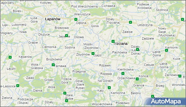 mapa Ujazd gmina Trzciana, Ujazd gmina Trzciana na mapie Targeo