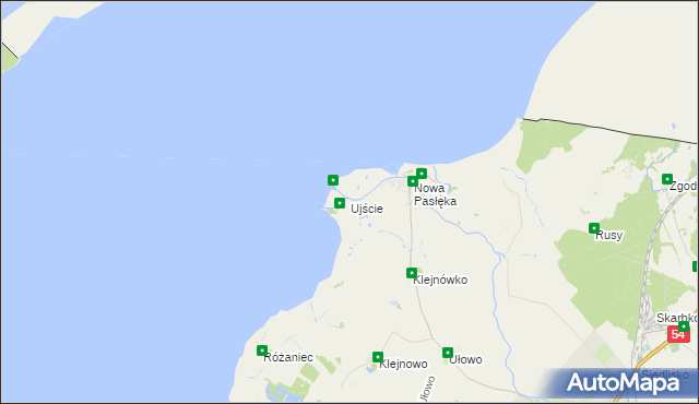 mapa Ujście gmina Braniewo, Ujście gmina Braniewo na mapie Targeo