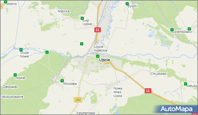 mapa Ujście powiat pilski, Ujście powiat pilski na mapie Targeo