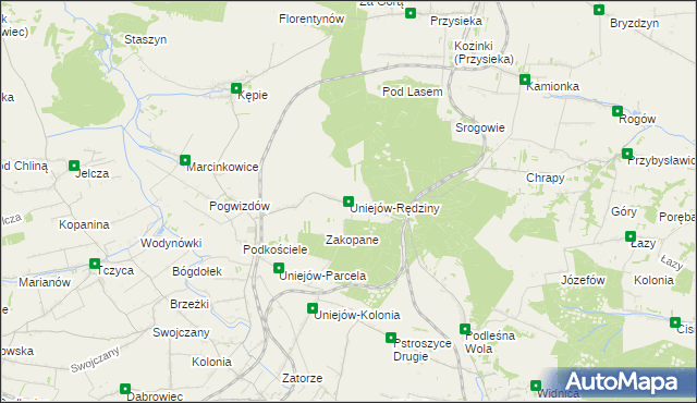 mapa Uniejów-Rędziny, Uniejów-Rędziny na mapie Targeo