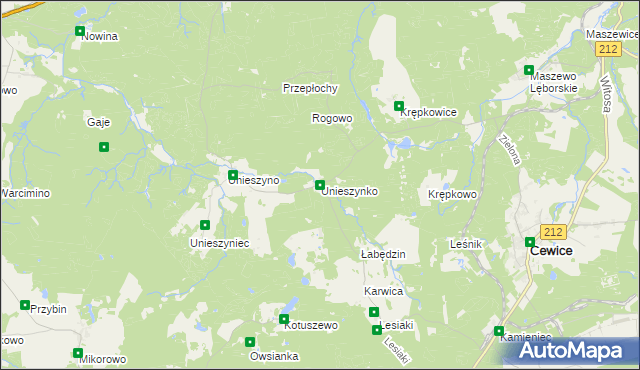 mapa Unieszynko, Unieszynko na mapie Targeo