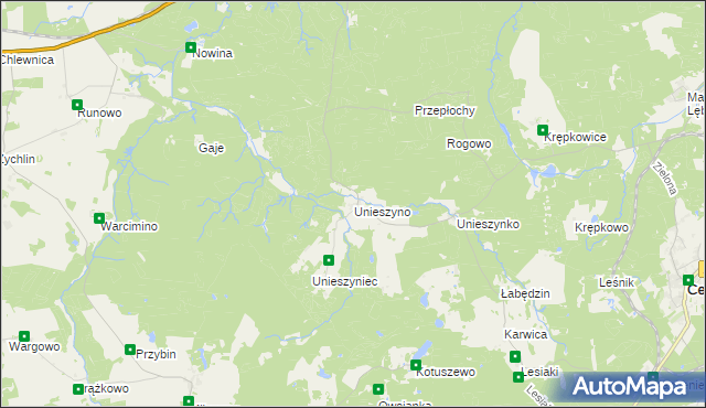 mapa Unieszyno, Unieszyno na mapie Targeo