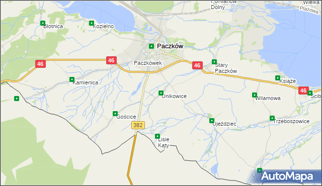 mapa Unikowice, Unikowice na mapie Targeo