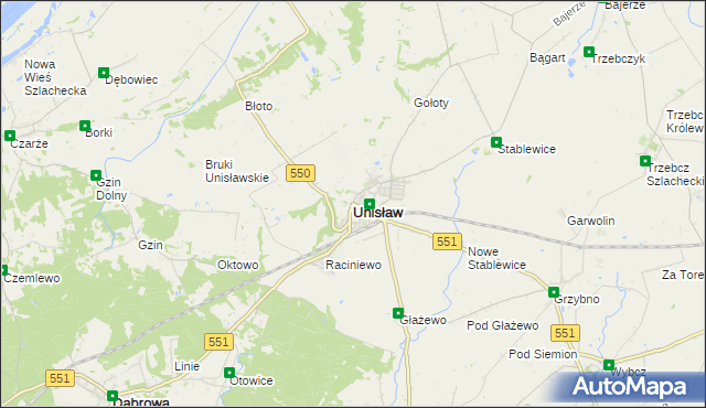 mapa Unisław powiat chełmiński, Unisław powiat chełmiński na mapie Targeo