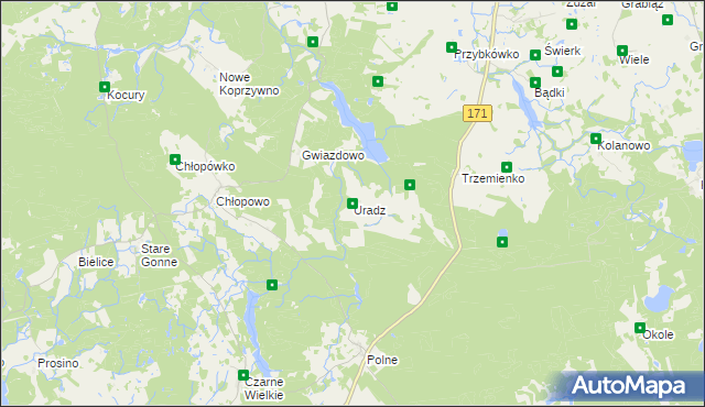 mapa Uradz, Uradz na mapie Targeo