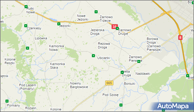 mapa Uścianki gmina Augustów, Uścianki gmina Augustów na mapie Targeo