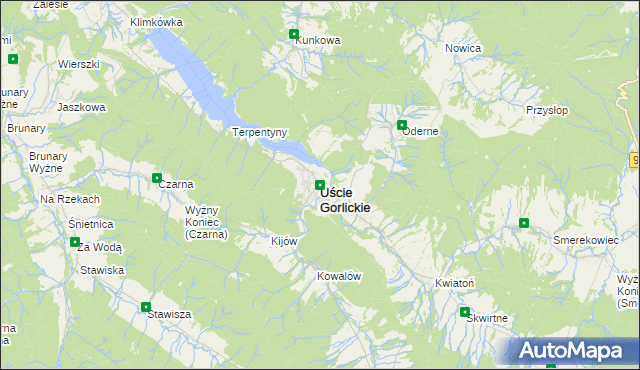 mapa Uście Gorlickie, Uście Gorlickie na mapie Targeo