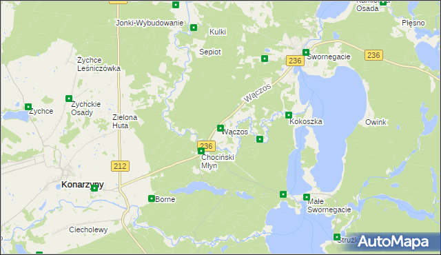 mapa Wączos, Wączos na mapie Targeo