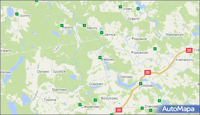 mapa Wałdowo gmina Miastko, Wałdowo gmina Miastko na mapie Targeo