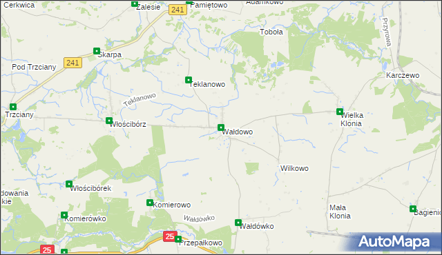 mapa Wałdowo gmina Sępólno Krajeńskie, Wałdowo gmina Sępólno Krajeńskie na mapie Targeo