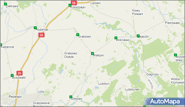 mapa Wałdyki, Wałdyki na mapie Targeo