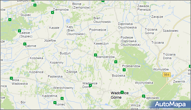 mapa Wampierzów, Wampierzów na mapie Targeo