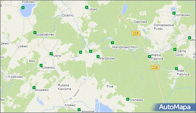 mapa Warszkowo gmina Wejherowo, Warszkowo gmina Wejherowo na mapie Targeo