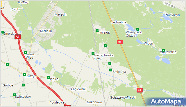 mapa Warząchewka Nowa, Warząchewka Nowa na mapie Targeo